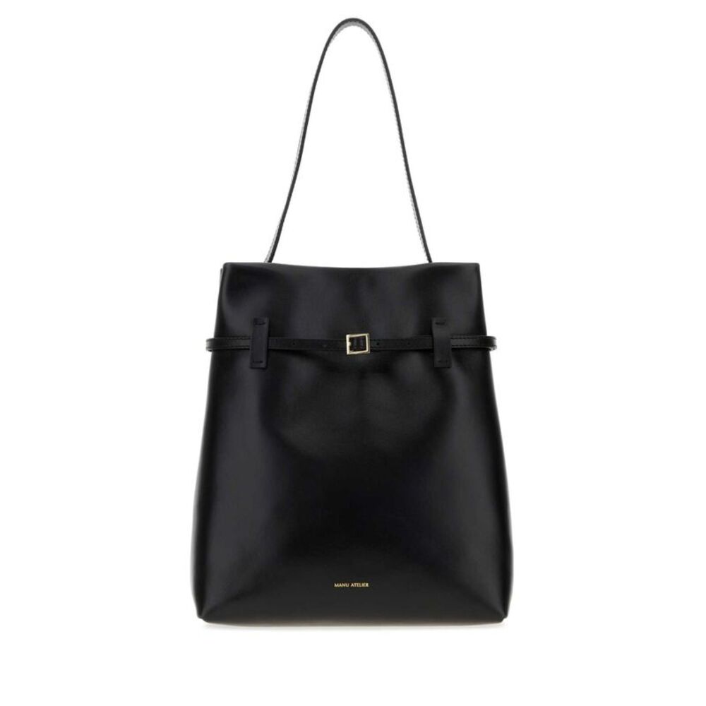 Manu Atelier Women Black Leather Shopping Bag